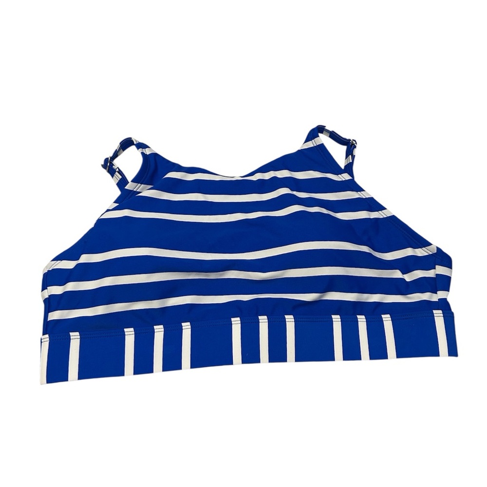 DSG Women's Blue and White Speed Striped Bikini Swimsuit Top